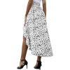 imageLYANER Womens Floral Printed Split High Low Ruffle Hem Elastic Waist Midi SkirtWhite