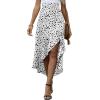 imageLYANER Womens Floral Printed Split High Low Ruffle Hem Elastic Waist Midi SkirtWhite
