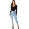 imageLYANER Womens Long Sleeve Shirts Lace V Neck Basic Casual Ribbed Knit Tops Fall Cute Fashion Winter ClothingBlack