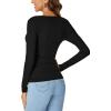 imageLYANER Womens Long Sleeve Shirts Lace V Neck Basic Casual Ribbed Knit Tops Fall Cute Fashion Winter ClothingBlack