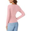 imageLYANER Womens Long Sleeve Shirts Lace V Neck Basic Casual Ribbed Knit Tops Fall Cute Fashion Winter ClothingPink