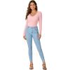 imageLYANER Womens Long Sleeve Shirts Lace V Neck Basic Casual Ribbed Knit Tops Fall Cute Fashion Winter ClothingPink