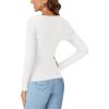 imageLYANER Womens Long Sleeve Shirts Lace V Neck Basic Casual Ribbed Knit Tops Fall Cute Fashion Winter ClothingWhite