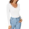 imageLYANER Womens Long Sleeve Shirts Lace V Neck Basic Casual Ribbed Knit Tops Fall Cute Fashion Winter ClothingWhite