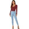 imageLYANER Womens Long Sleeve Shirts Lace V Neck Basic Casual Ribbed Knit Tops Fall Cute Fashion Winter ClothingWine Red