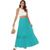 imageLYANER Womens Ruffle Tiered Long Skirt Elastic High Waist Pleated Lace Trim Aline Boho Maxi SkirtsPeacock Green