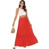 imageLYANER Womens Ruffle Tiered Long Skirt Elastic High Waist Pleated Lace Trim Aline Boho Maxi SkirtsRed