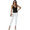 imageLYANER Womens Silk Satin Spaghetti Strap V Neck Ruched Sleeveless Cami Peplum TopBlack