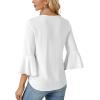 imageLYANER Womens Summer Ruffle Blouse V Neck 34 Sleeve Ladies Dressy Casual Victorian Shirt TopsWhite