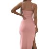 imageLYANER Womens Tie Knot Cut Out Side Split Hem Sleeveless Knit Bodycon Maxi DressBaby Pink
