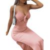 imageLYANER Womens Tie Knot Cut Out Side Split Hem Sleeveless Knit Bodycon Maxi DressBaby Pink