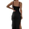 imageLYANER Womens Tie Knot Cut Out Side Split Hem Sleeveless Knit Bodycon Maxi DressBlack