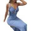 imageLYANER Womens Tie Knot Cut Out Side Split Hem Sleeveless Knit Bodycon Maxi DressBlue