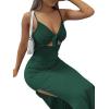 imageLYANER Womens Tie Knot Cut Out Side Split Hem Sleeveless Knit Bodycon Maxi DressDark Green