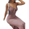 imageLYANER Womens Tie Knot Cut Out Side Split Hem Sleeveless Knit Bodycon Maxi DressDusty Pink