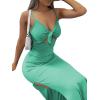 imageLYANER Womens Tie Knot Cut Out Side Split Hem Sleeveless Knit Bodycon Maxi DressGreen