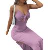 imageLYANER Womens Tie Knot Cut Out Side Split Hem Sleeveless Knit Bodycon Maxi DressLight Purple