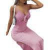 imageLYANER Womens Tie Knot Cut Out Side Split Hem Sleeveless Knit Bodycon Maxi DressPink