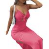 imageLYANER Womens Tie Knot Cut Out Side Split Hem Sleeveless Knit Bodycon Maxi DressRose