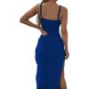 imageLYANER Womens Tie Knot Cut Out Side Split Hem Sleeveless Knit Bodycon Maxi DressRoyal Blue