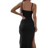 imageLYANER Womens Tie Knot Cut Out Side Split Hem Sleeveless Knit Bodycon Maxi DressSolid Black