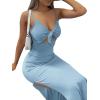 imageLYANER Womens Tie Knot Cut Out Side Split Hem Sleeveless Knit Bodycon Maxi DressSolid Blue