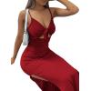 imageLYANER Womens Tie Knot Cut Out Side Split Hem Sleeveless Knit Bodycon Maxi DressWine Red