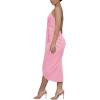 imageLYANER Womens V Neck Ruched Wrap Slit Hem Sleeveless Spaghetti Strap Midi Bodycon DressBaby Pink