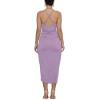 imageLYANER Womens V Neck Ruched Wrap Slit Hem Sleeveless Spaghetti Strap Midi Bodycon DressLight Purple