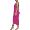 imageLYANER Womens V Neck Ruched Wrap Slit Hem Sleeveless Spaghetti Strap Midi Bodycon DressRose