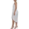 imageLYANER Womens V Neck Ruched Wrap Slit Hem Sleeveless Spaghetti Strap Midi Bodycon DressWhite