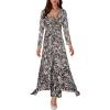 imageLYANER Womens 2 Pieces Outfits Twist Knot High Slit Front Long Sleeve Pants SetsZebra