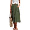 imageLYANER Womens Casual High Waist Flowy Hem Button Down Pleated Midi Skirt with PocketsArmy Green