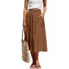 imageLYANER Womens Casual High Waist Flowy Hem Button Down Pleated Midi Skirt with PocketsBrown
