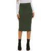 imageLYANER Womens Casual Ribbed Elastic Waist Lettcue Trim Bodycon Midi Skirt Army Green Medium