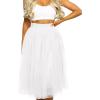 imageLYANER Womens Elegant Mesh Elastic High Waist Tulle Tutu Aline Mini Fluffy SkirtWhite