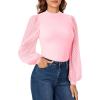 imageLYANER Womens Casual Mesh Sleeve Shirts Elegant Blouse Spring TopsPink