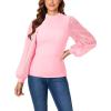 imageLYANER Womens Casual Mesh Sleeve Shirts Elegant Blouse Spring TopsPink