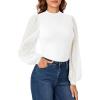 imageLYANER Womens Casual Mesh Sleeve Shirts Elegant Blouse Spring TopsWhite