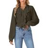imageLYANER Womens Dressy Ruffle Blouse Long Sleeve Collar Neck Button Down Victorian Shirt TopsAmy Green