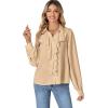 imageLYANER Womens Dressy Ruffle Blouse Long Sleeve Collar Neck Button Down Victorian Shirt TopsBeige