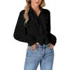 imageLYANER Womens Dressy Ruffle Blouse Long Sleeve Collar Neck Button Down Victorian Shirt TopsBlack