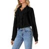 imageLYANER Womens Dressy Ruffle Blouse Long Sleeve Collar Neck Button Down Victorian Shirt TopsBlack