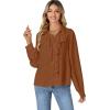 imageLYANER Womens Dressy Ruffle Blouse Long Sleeve Collar Neck Button Down Victorian Shirt TopsBrown