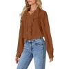 imageLYANER Womens Dressy Ruffle Blouse Long Sleeve Collar Neck Button Down Victorian Shirt TopsBrown