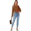 imageLYANER Womens Dressy Ruffle Blouse Long Sleeve Collar Neck Button Down Victorian Shirt TopsBrown