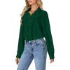 imageLYANER Womens Dressy Ruffle Blouse Long Sleeve Collar Neck Button Down Victorian Shirt TopsDark Green