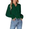 imageLYANER Womens Dressy Ruffle Blouse Long Sleeve Collar Neck Button Down Victorian Shirt TopsDark Green