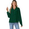 imageLYANER Womens Dressy Ruffle Blouse Long Sleeve Collar Neck Button Down Victorian Shirt TopsDark Green