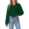 imageLYANER Womens Dressy Ruffle Blouse Long Sleeve Collar Neck Button Down Victorian Shirt TopsDark Green